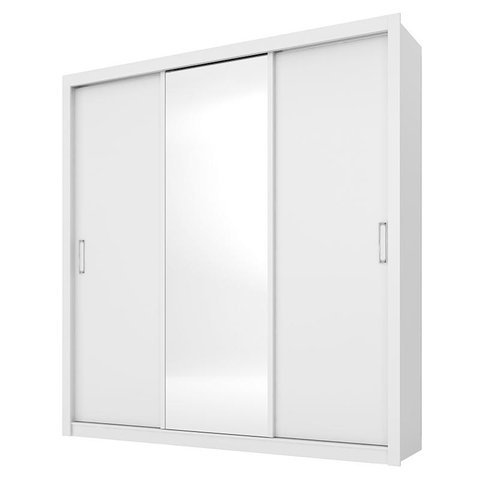 Guarda Roupa Casal Residence 3 Portas Branco com Espelho - Demóbile