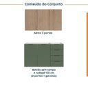 Ver imagem 4 de Cozinha Modulada 2 Peças sem Tampo 1 Aéreo 3 Portas e 1 Balcão Pia Ipanema CabeCasa MadeiraOriginals Verde/Amadeirado