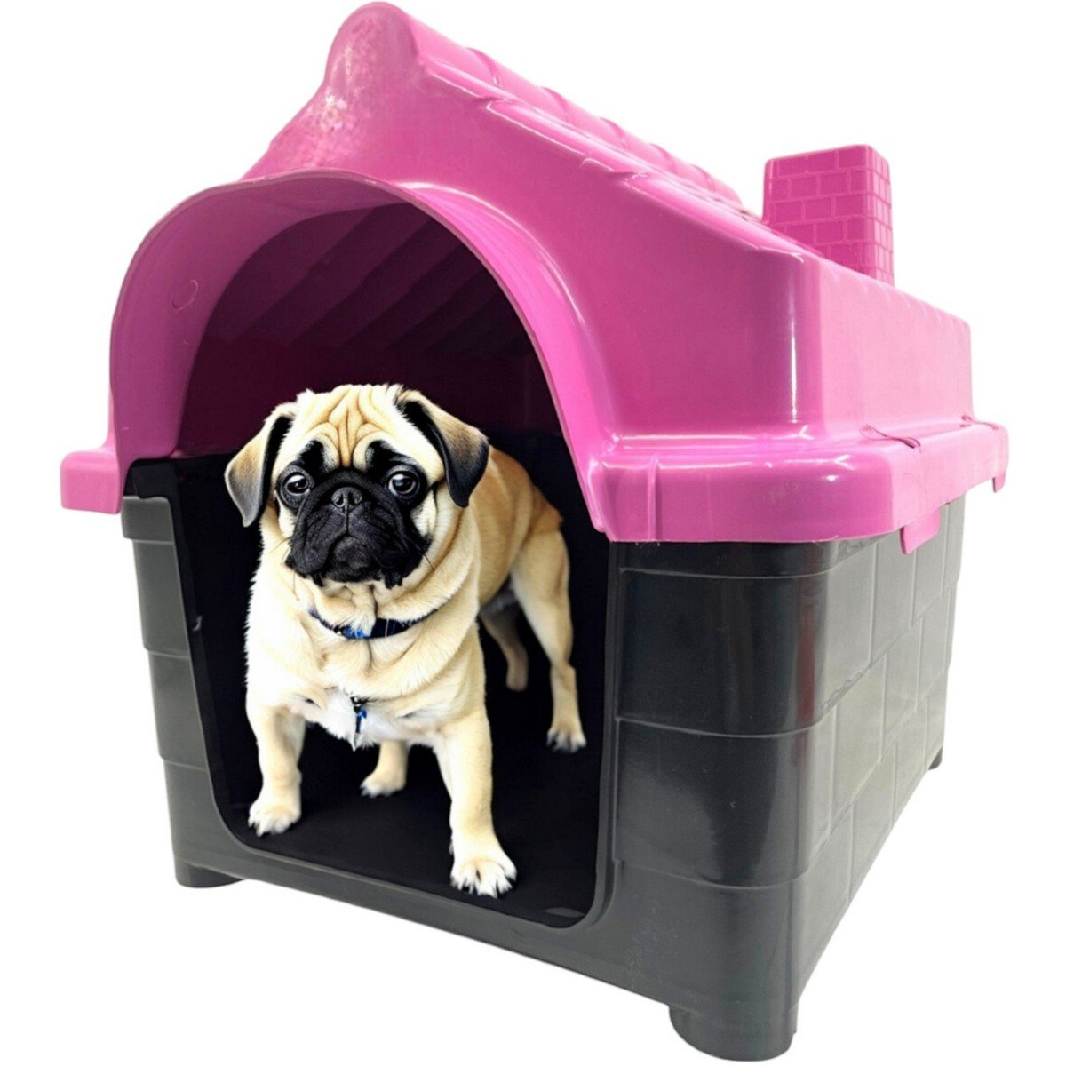 Casinha Cristino Tam. N2 Pet Cachorros Cães Casa Plástico Resistente - Rosa - 2