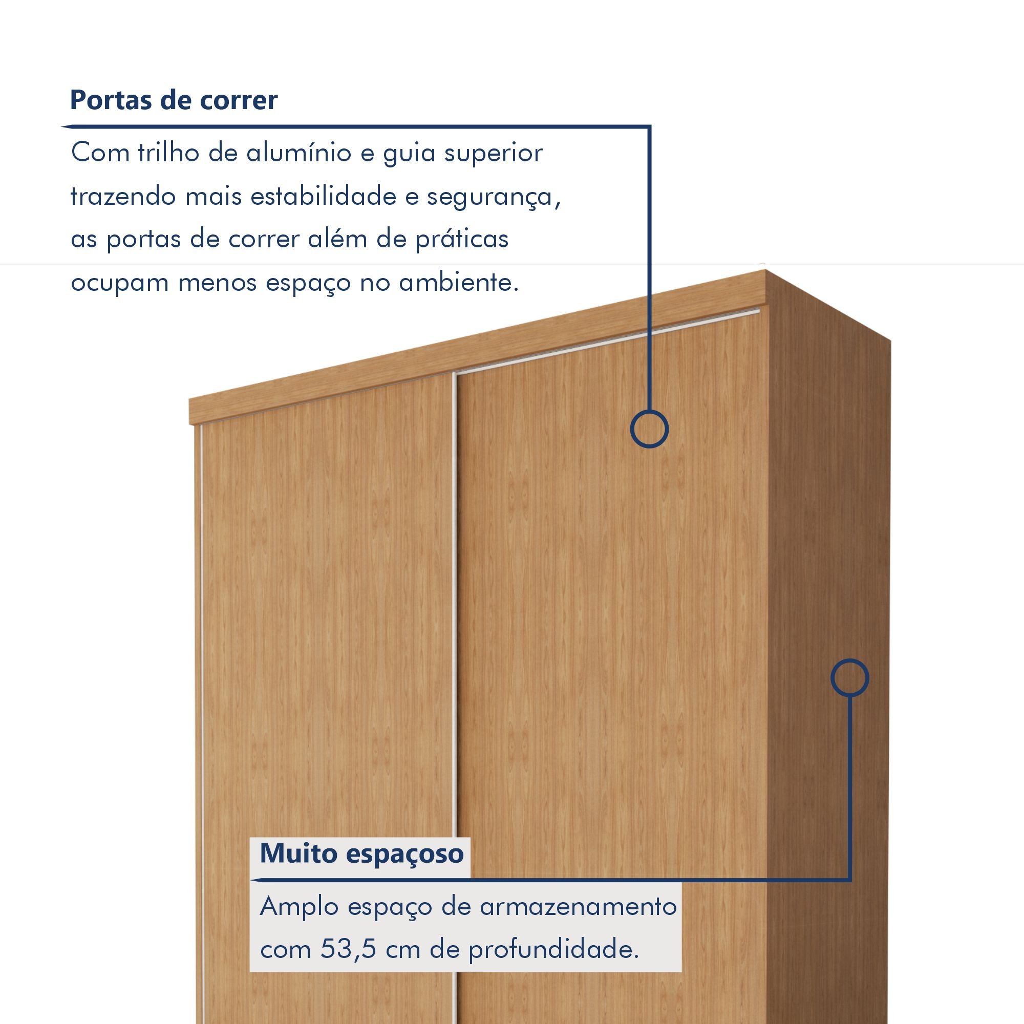 Guarda Roupa Solteiro Premium Kiara 138cm 2 Portas 2 Gavetas Espresso Móveis - 3