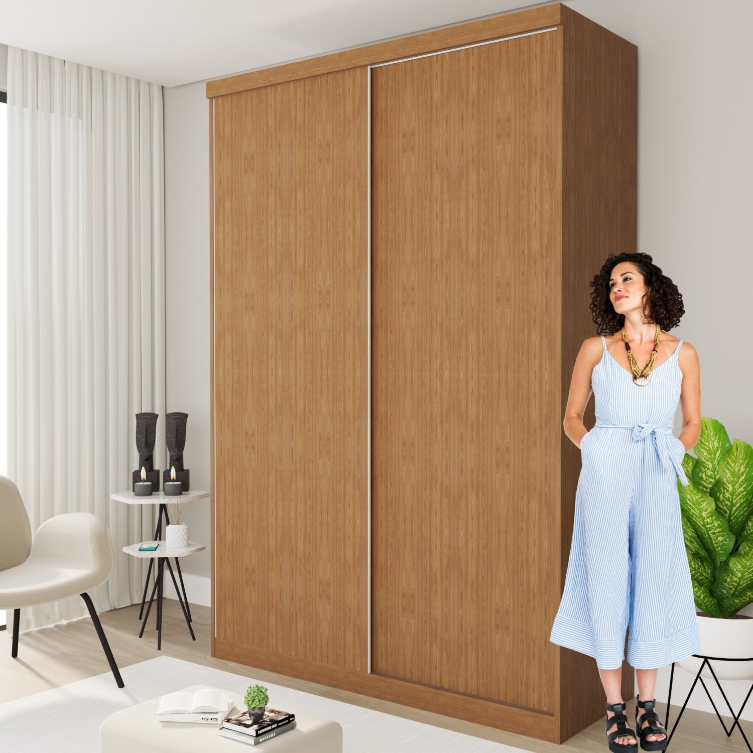 Guarda Roupa Solteiro Premium Kiara 138cm 2 Portas 2 Gavetas Espresso Móveis - 9