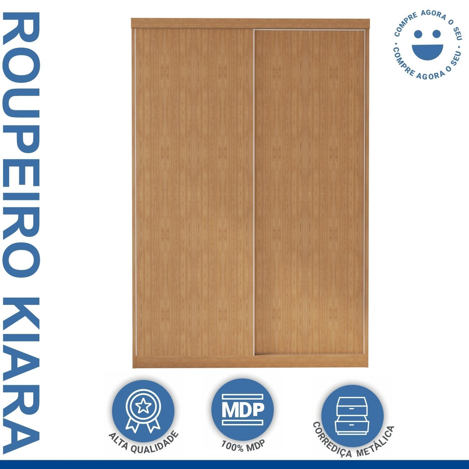 Guarda Roupa Solteiro Premium Kiara 138cm 2 Portas 2 Gavetas Espresso Móveis - 3