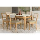 Ver imagem 1 de Conjunto Mesa Mira Premium Madeira Maciça C/ Tampo Madeirado C/ Vidro 160x90cm e 6 Cadeiras Lola