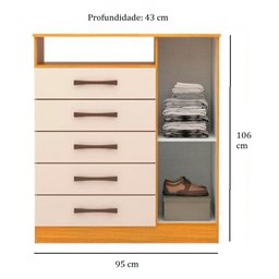 Cômoda Madri 1 Porta 5 Gavetas em MDF ACP Móveis - 4