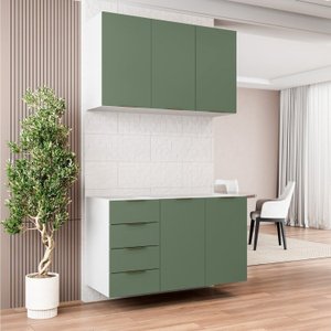 Cozinha Modulada 2 Peças sem Tampo 1 Aéreo 3 Portas e 1 Balcão Pia Ipanema CabeCasa MadeiraMadeira