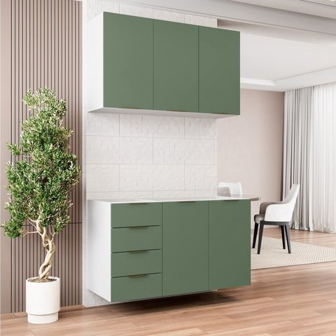 Cozinha Modulada 2 Peças sem Tampo 1 Aéreo 3 Portas e 1 Balcão Pia Ipanema CabeCasa MadeiraOriginals