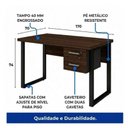 Ver imagem 5 de Mesa Escritório Pé Quadro 1,70x0,70m - c/ Gavetas - Marsala/Preto - 25475