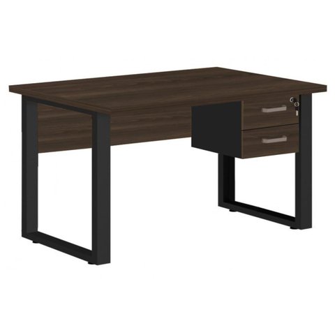 Mesa Escritório PÉ QUADRO 1,70x0,70m - C/ Gavetas - MARSALA/PRETO - 25475