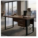 Ver imagem 3 de Mesa Escritório Pé Quadro 1,70x0,70m - c/ Gavetas - Marsala/Preto - 25475