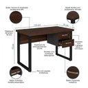 Ver imagem 4 de Mesa Escritório Pé Quadro 1,70x0,70m - c/ Gavetas - Marsala/Preto - 25475