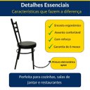 Ver imagem 2 de Combo 3 Cadeiras de Cozinha Redonda com Reforço Preta Assento Grosso Preto