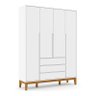 Guarda Roupa Infantil 4 Portas e 3 Gavetas Nature Clean Branco Soft/eco Wood - Matic Móveis - 1