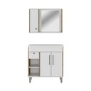 Ver imagem 3 de Conjunto de Banheiro Patina 80cm Cuba + Espelheira 3 Portas 1 Gaveta C00D82010 Branco/Marrom - Ozini
