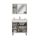 Ver imagem 4 de Conjunto de Banheiro Patina 80cm Cuba + Espelheira 3 Portas 1 Gaveta C00D82010 Branco/Marrom - Ozini