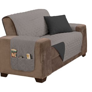 Protetor de Sofá Padrão 2 Lugares Manu 100% Poliéster:cinzapreto