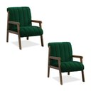 Ver imagem 1 de Poltrona Decorativa Sala Base de Madeira Kit 2 Daline Bouclê Verde E03 - D’Rossi