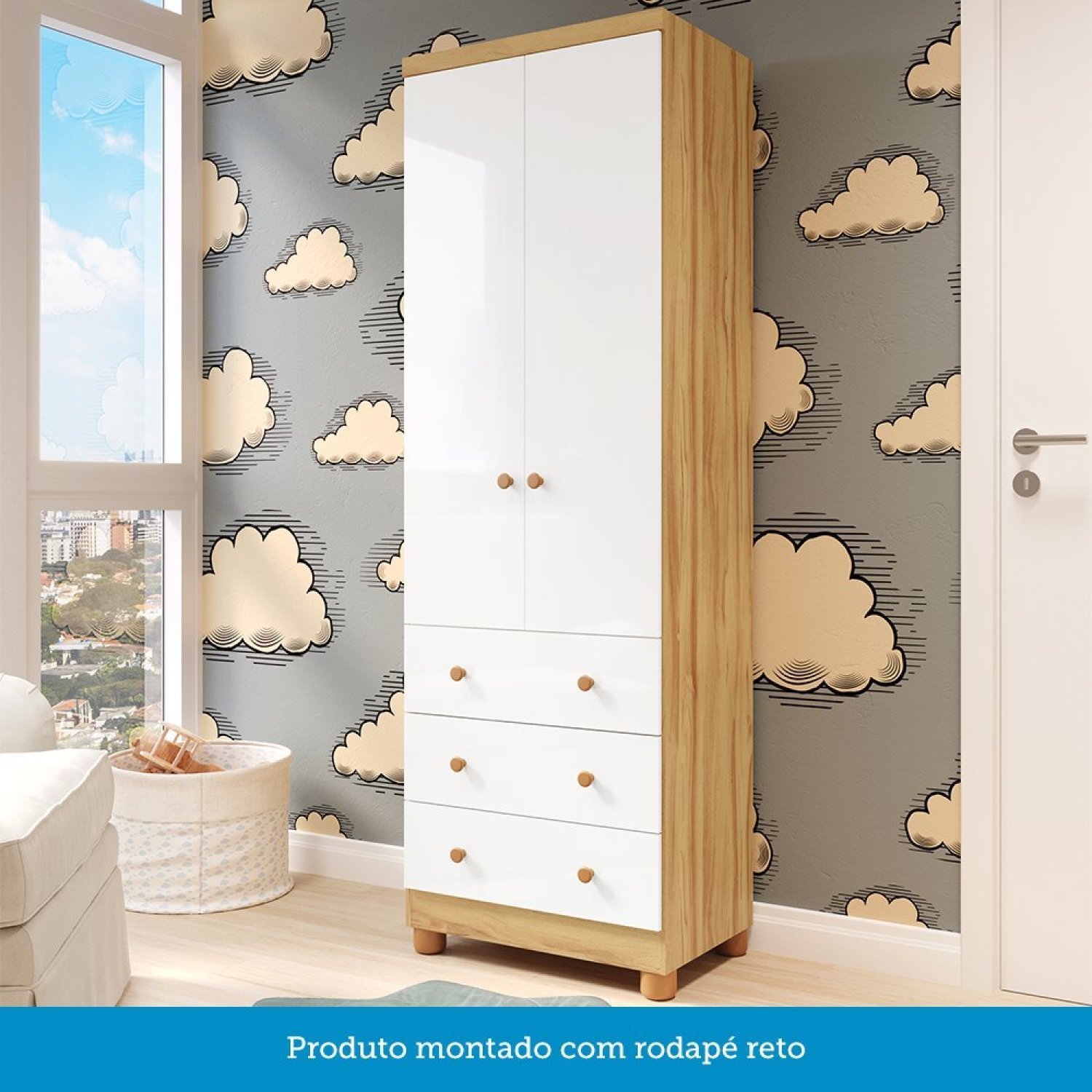 Guarda Roupa de Bebê 2 Portas e 3 Gavetas 100% Mdf Mimo Espresso Móveis - 7