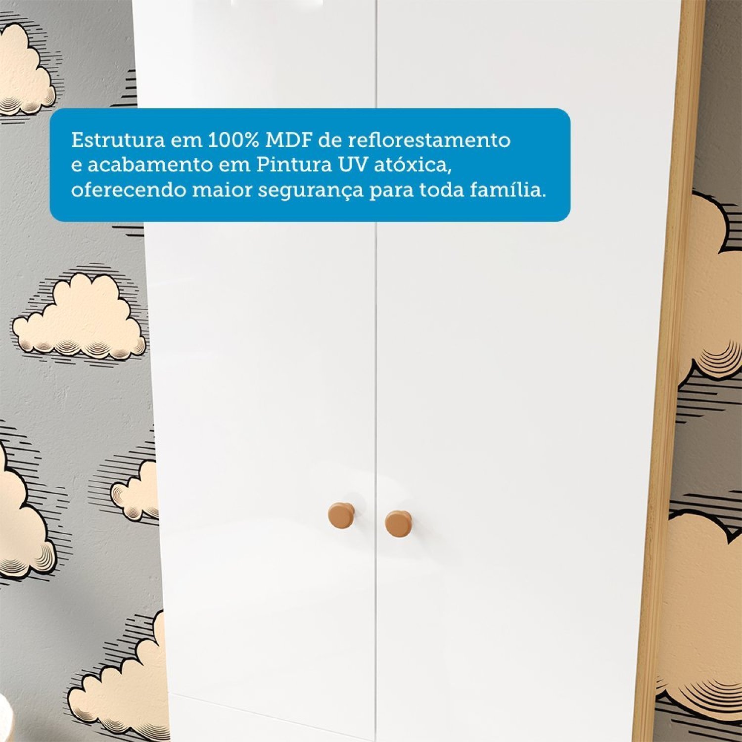 Guarda Roupa de Bebê 2 Portas e 3 Gavetas 100% Mdf Mimo Espresso Móveis - 8