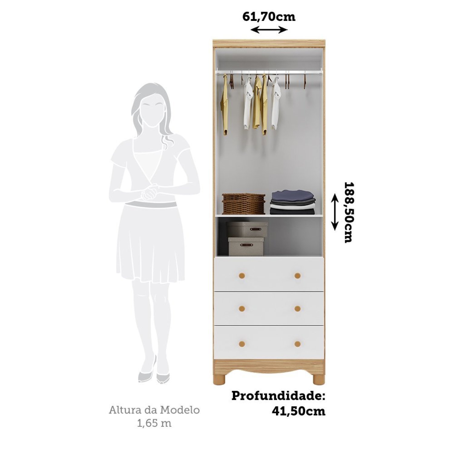 Guarda Roupa de Bebê 2 Portas e 3 Gavetas 100% Mdf Mimo Espresso Móveis - 4