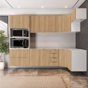 Ver imagem 1 de Cozinha Planejada 7 Peças 3 Aéreos 3 Balcões e Torre Quente Ipanema CabeCasa MadeiraOriginals Marrom/
