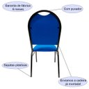 Ver imagem 5 de Kit 5 Cadeiras para Evento Empilhável com Reforço e Puxador Encosto Redondo Estofado Cor Azul Poltro