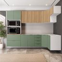 Ver imagem 1 de Cozinha Modulada 7 Peças 3 Aéreos 3 Balcões e Torre Quente Ipanema CabeCasa MadeiraOriginals Verde/a