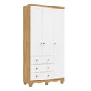 Ver imagem 2 de Guarda-Roupa Infantil 3 Portas e 3 Gavetas 100% MDF Mimo Espresso Móveis Branco Brilho/Amêndoa