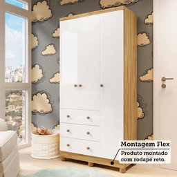 Guarda-roupa de Bebê 3 Portas e 3 Gavetas 100% Mdf Mimo Espresso Móveis - 7