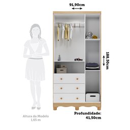 Guarda-roupa de Bebê 3 Portas e 3 Gavetas 100% Mdf Mimo Espresso Móveis - 4