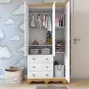 Ver imagem 3 de Guarda-Roupa Infantil 3 Portas e 3 Gavetas 100% MDF Mimo Espresso Móveis Branco Brilho/Amêndoa