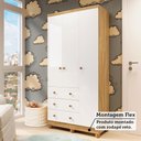 Ver imagem 7 de Guarda-Roupa Infantil 3 Portas e 3 Gavetas 100% MDF Mimo Espresso Móveis Branco Brilho/Amêndoa