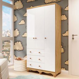 Guarda-roupa de Bebê 3 Portas e 3 Gavetas 100% Mdf Mimo Espresso Móveis - 1