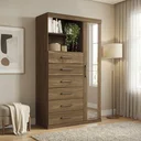 Ver imagem 1 de Cômoda Sapateira Multiuso 6 Gavetas 1 Porta com Espelho Marabá Jatobá Marrom/Jatoba