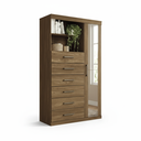 Ver imagem 3 de Cômoda Sapateira Multiuso 6 Gavetas 1 Porta com Espelho Marabá Jatobá