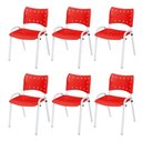 Ver imagem 2 de Cadeira Iso Base Branco Igreja, Escola, Escritório - Vermelho Kit 6 Peças
