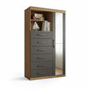 Ver imagem 3 de Cômoda Multiuso 6 Gavetas 1 Porta com Espelho Marabá Jatobá/Grafite