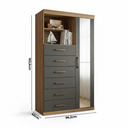 Ver imagem 4 de Cômoda Multiuso 6 Gavetas 1 Porta com Espelho Marabá Jatobá/Grafite