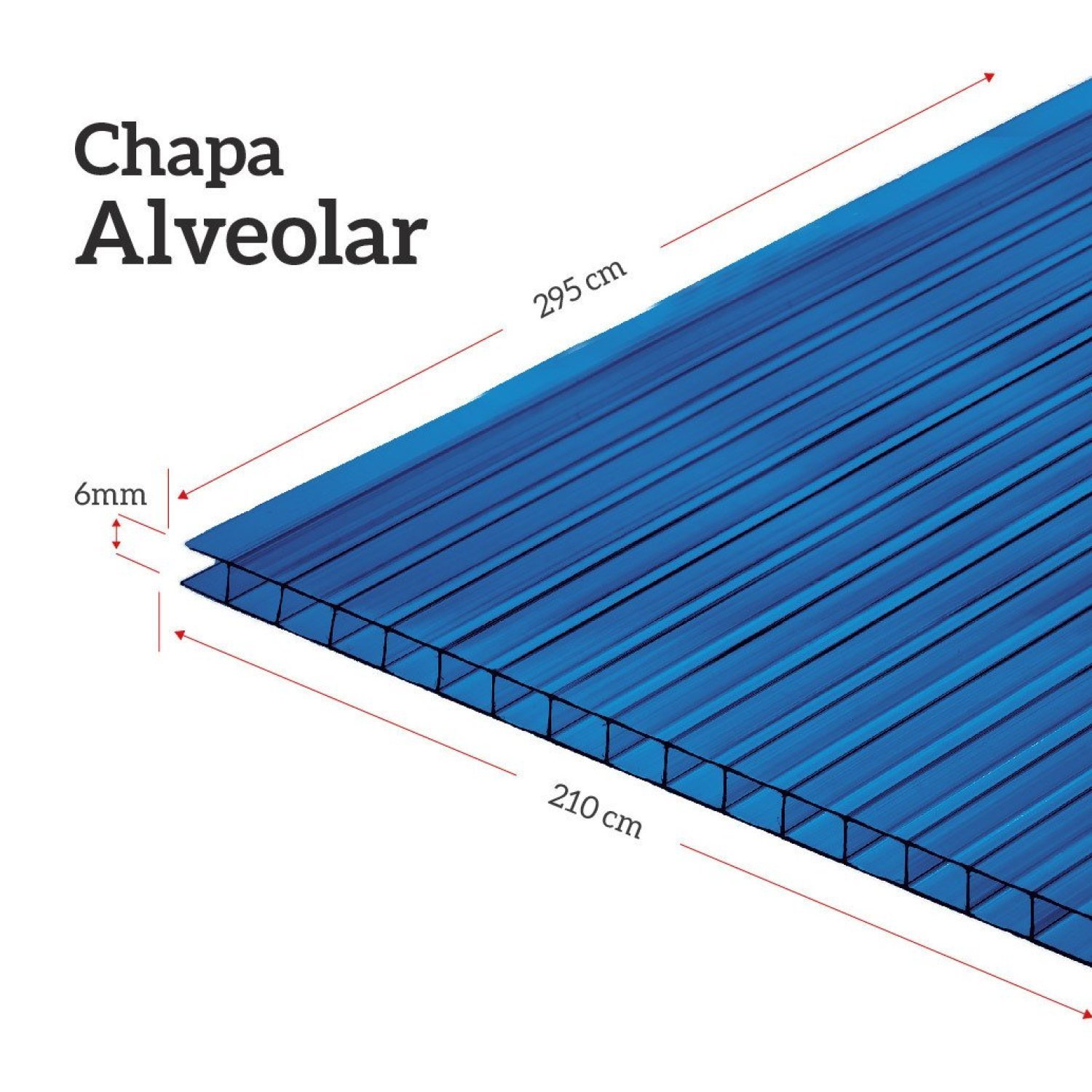 Chapa de Policarbonato Alveolar Uv 6mm 2,95x2,10m - 4