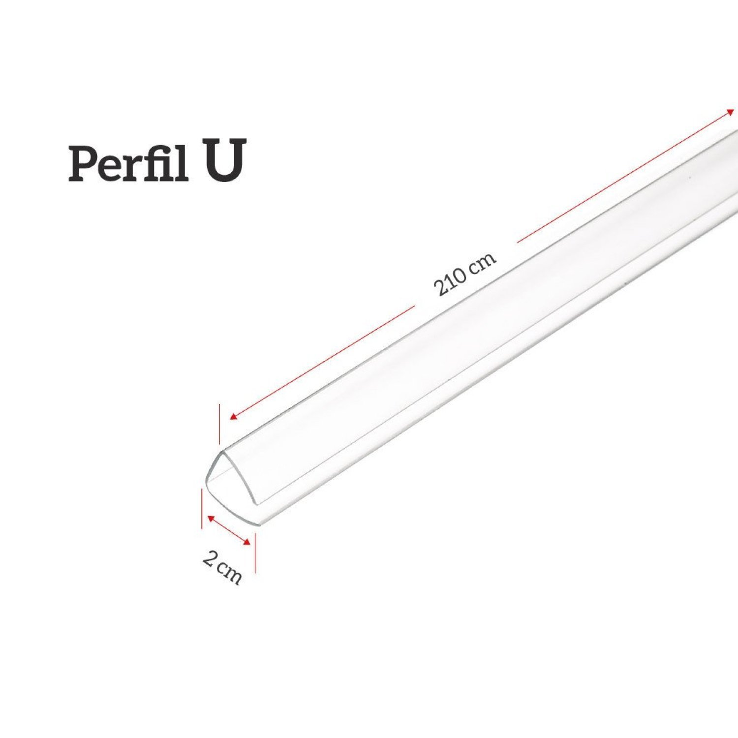 Perfil U para Chapa de Policarbonato 4mm/6mm Comprimento 2.1m Cristal - 4