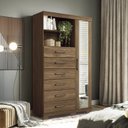 Ver imagem 2 de Multi-cômoda 1 Porta 6 Gavetas Marabá com Espelho e Pés