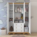 Ver imagem 4 de Guarda-Roupa Infantil 4 Portas e 3 Gavetas 100% MDF Mimo Branco Brilho/Amêndoa