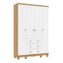 Ver imagem 2 de Guarda-Roupa Bebê 4 Portas e 3 Gavetas 100% MDF Mimo Branco Brilho/Amêndoa