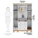 Ver imagem 3 de Guarda-Roupa Infantil 4 Portas e 3 Gavetas 100% MDF Mimo Branco Brilho/Amêndoa