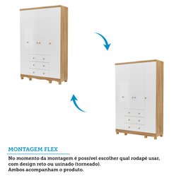 Guarda-roupa de Bebê 4 Portas e 3 Gavetas 100% Mdf Mimo - 6