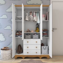 Guarda-roupa de Bebê 4 Portas e 3 Gavetas 100% Mdf Mimo - 3