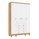 Ver imagem 2 de Guarda-Roupa Infantil 4 Portas e 3 Gavetas 100% MDF Mimo Branco Brilho/Amêndoa