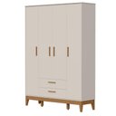 Ver imagem 2 de Guarda Roupa Infantil Flip 4 Portas com Berço Americano Flip Areia Acetinado - Reller