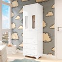 Ver imagem 1 de Guarda Roupas Infantil 2 Portas com Janela 3 Gavetas 100% MDF Lana Espresso Móveis Branco/Brilho