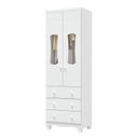 Ver imagem 2 de Guarda-Roupa Bebê 2 Portas com Janela 3 Gavetas 100% MDF Lana Espresso Móveis Branco/Brilho