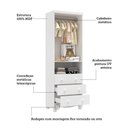 Ver imagem 5 de Guarda Roupas Infantil 2 Portas com Janela 3 Gavetas 100% MDF Lana Espresso Móveis Branco/Brilho